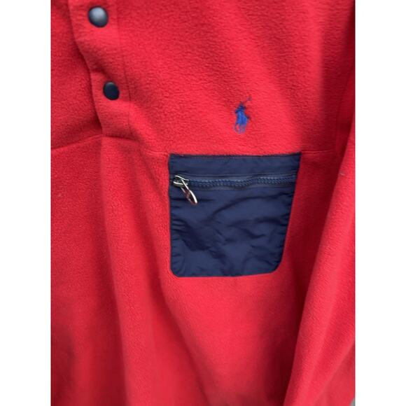 Polo Ralph Lauren Fleece Mock Neck Sweater Size Medium Red - Picture 9 of 11